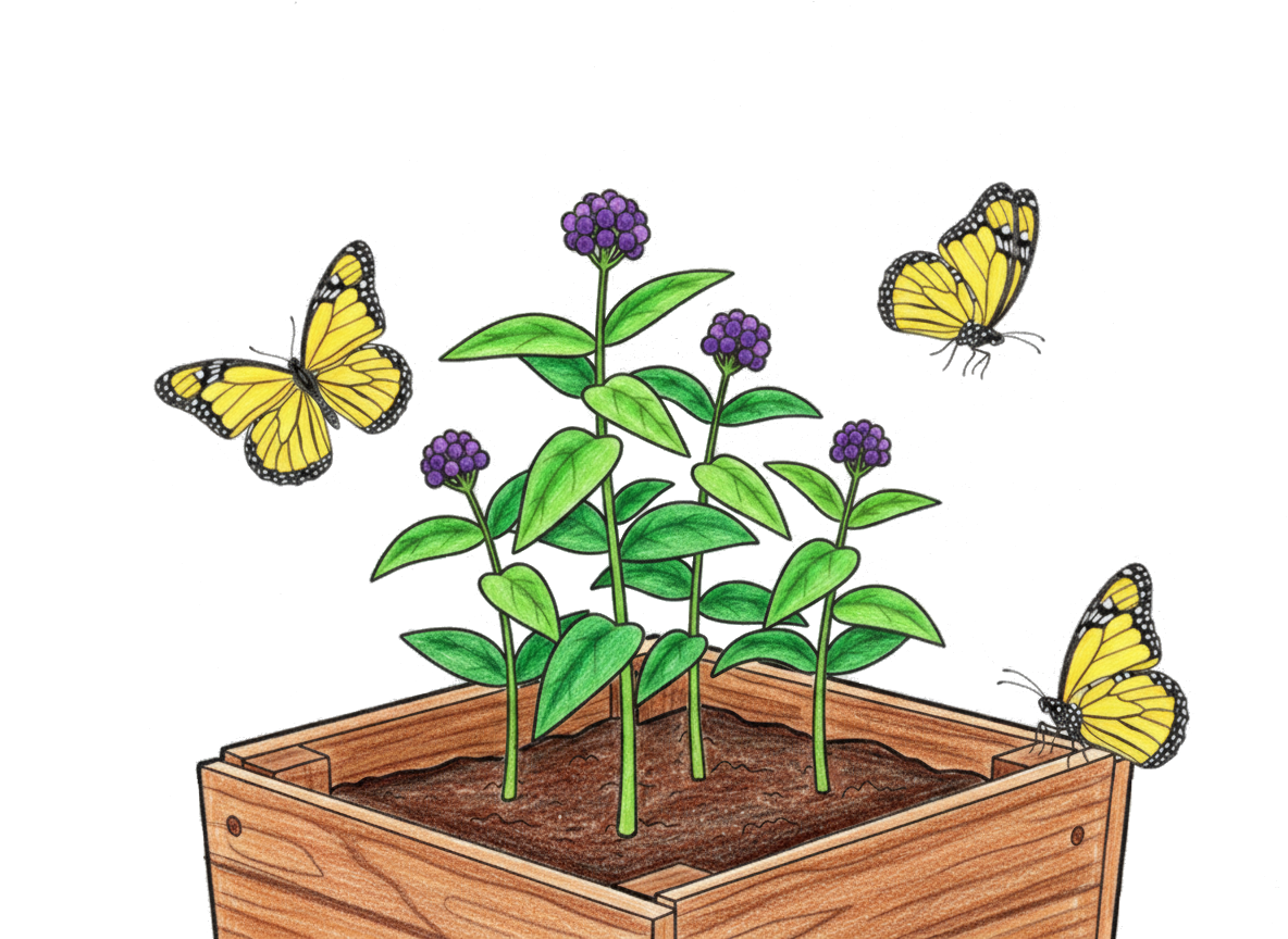 planter with butterflies